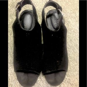 Adam Tucker by Me Too black suede open toe shoe